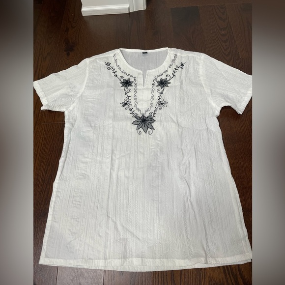 *Brand New* White T-Shirt Indian Cotton Kurta - Picture 2 of 7